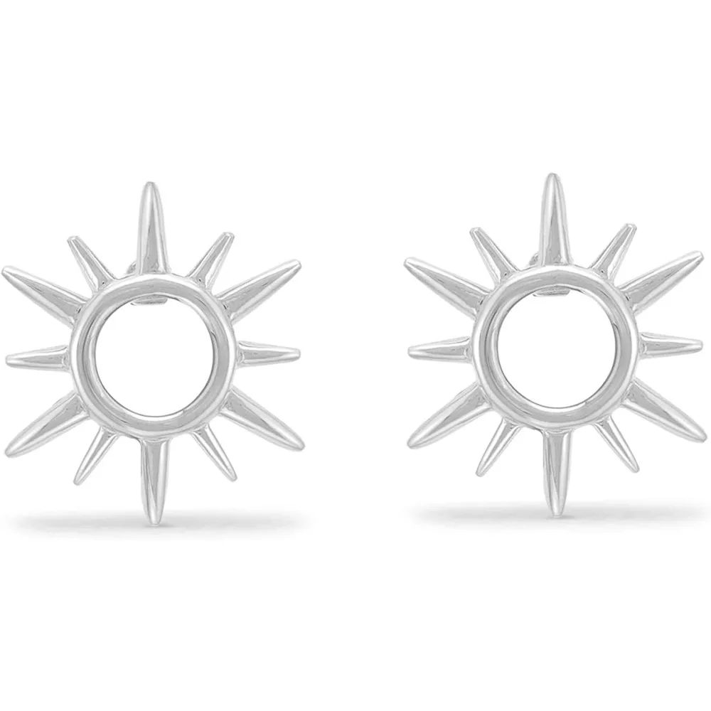 

Sterling Silver Sunburst Open Circle Stud Earrings