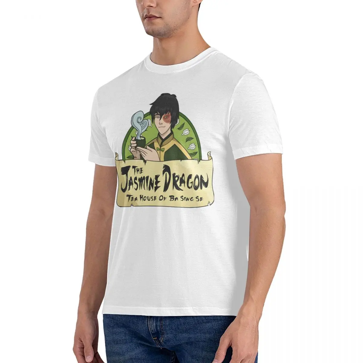 Men T-Shirt The Jasmine Dragon Tea House - With Prince Zuko Casual Cotton Tees Short Sleeve Avatar The Last Airbender T Shirts