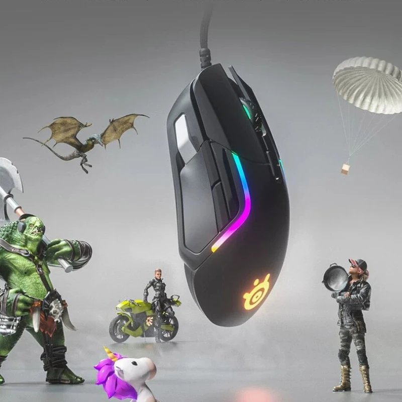 

Проводная игровая мышь SteelSeries Rival 5, RGB, 85 г, легкий датчик воздуха TrueMove, игровая кнопка большого радиуса действия, FPS/MOBA