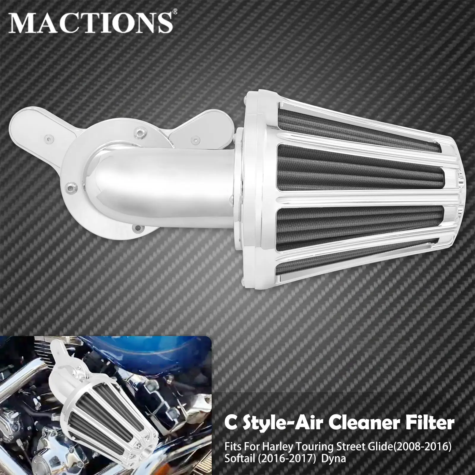 

Motorcycle Sucker Air Filter Cleaner Chrome For Harley Softail Dyna Breakout 2017 Touring Electra Road Glide Trike FLHR 08-2016