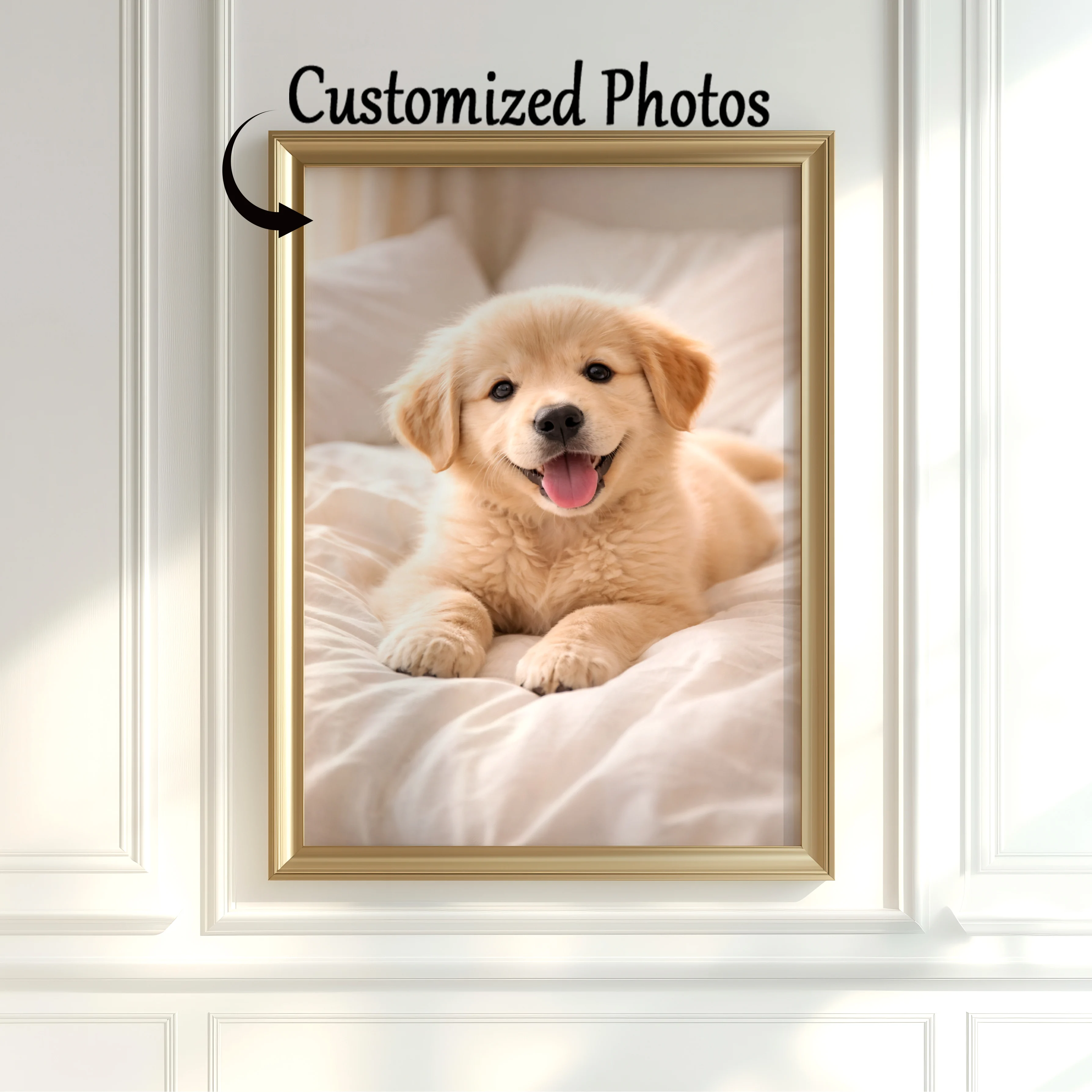Custom Photo Canvas Print Personalized Unframed Wall Art for Pet Lovers,Custom Poster for Bedroom Decor&Pet Holiday Memory Gift