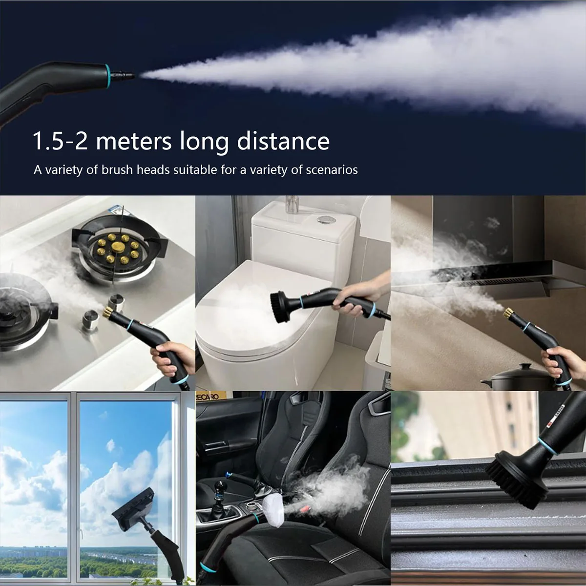 Steam Cleaner 1500W High Temperature Pressurized Steam Cleaning Machine for Air Conditioning Hood Car Cleaner Home Appliance
