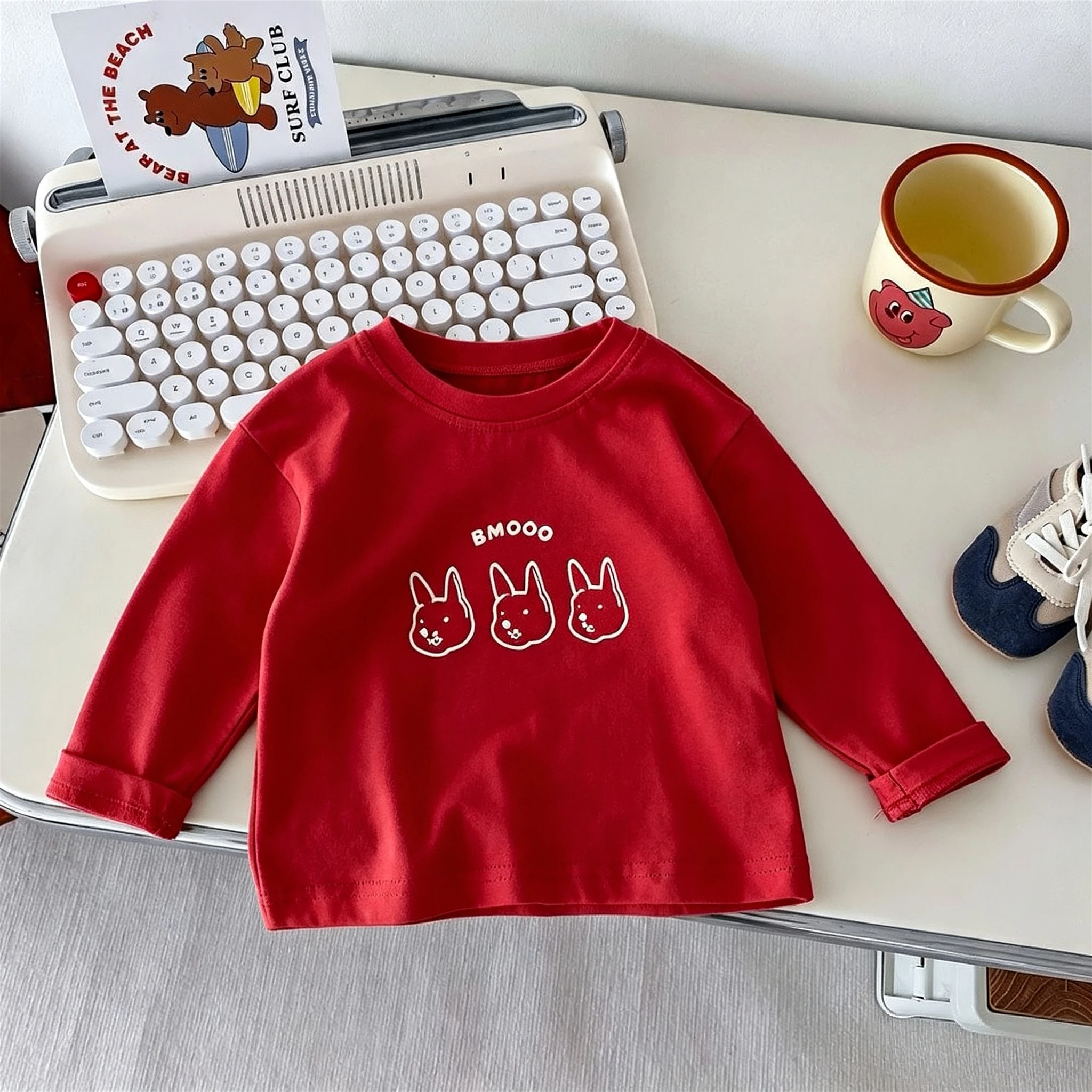 Popular Design Girls Long Sleeve T-shirt Blouse Crewneck Autumn Clothing Simple Versatile Korean Casual Bottoming Shirt Tops