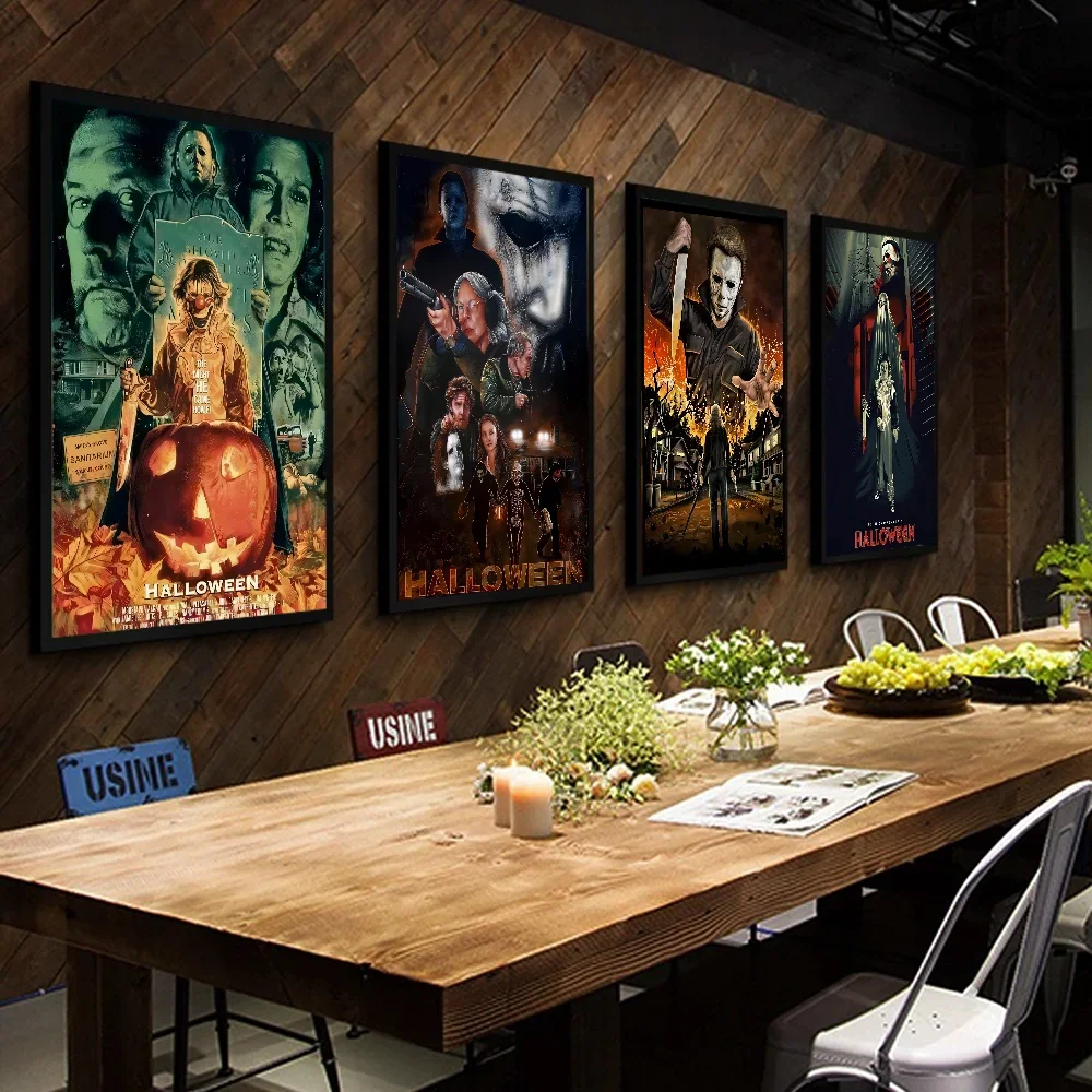 أفلام الرعب الأمريكية هلوين ، ملصقات لاصقة مايكل مايرز ، ملصق ورق كرافت الرجعية ، شريط غرفة ديي الجمالية الفن جدار اللوحة