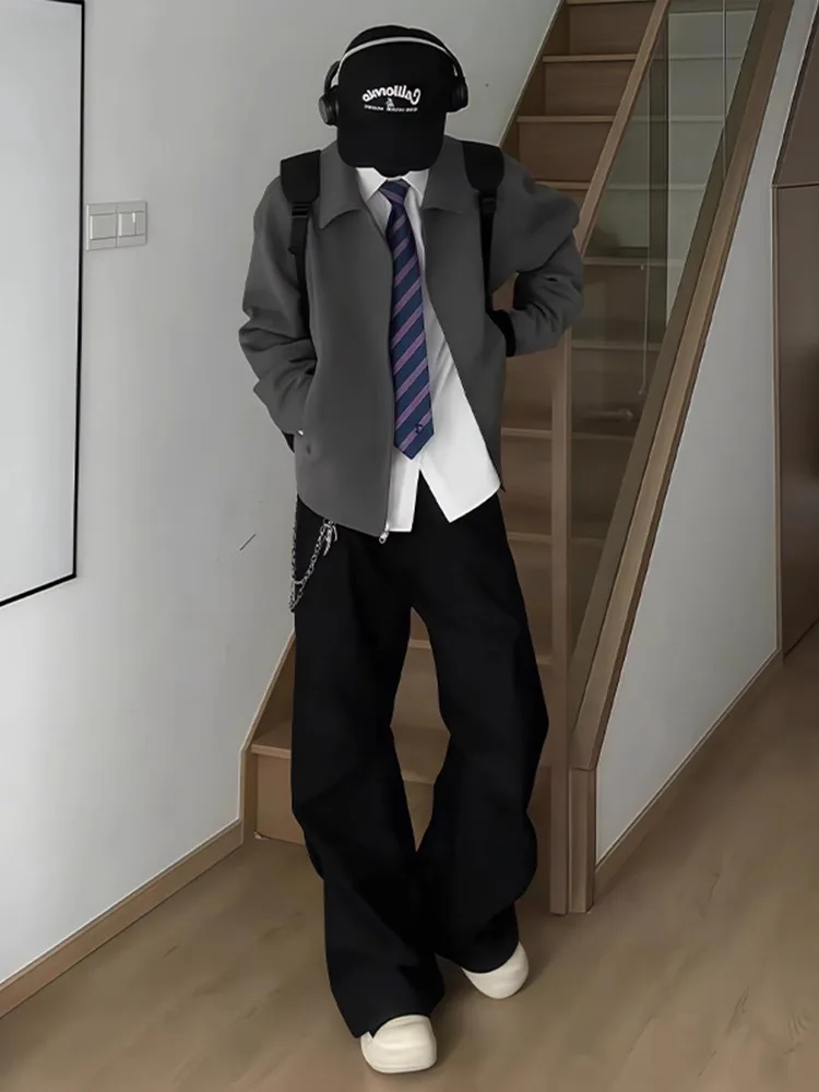 

Мужская куртка-бомбер с подплечниками в американском ретро-стиле, свободного кроя, для весны и осени, повседневная, молодежная