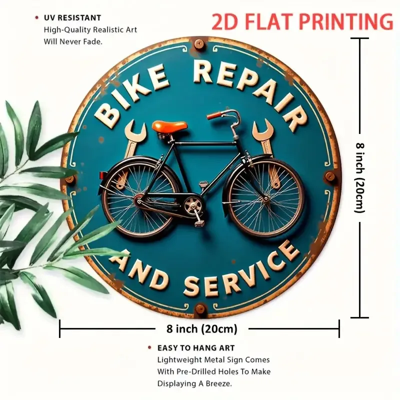 Vintage Fahrrad Metallschild Retro Kunstdekorationsplatte Wandbehang Kunstwerk für Garage Studio Männerhöhle Heimdekoration Einfach zu installieren – Detail 2