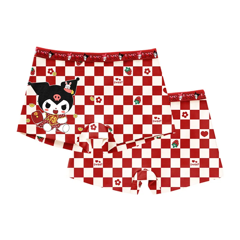 4Pcs/lot Sanrio Kuromi Kids Underpant Red Series Breathable Brie Boys Girls Underwear Cotton Boxer Shorts Christmas Day Gift