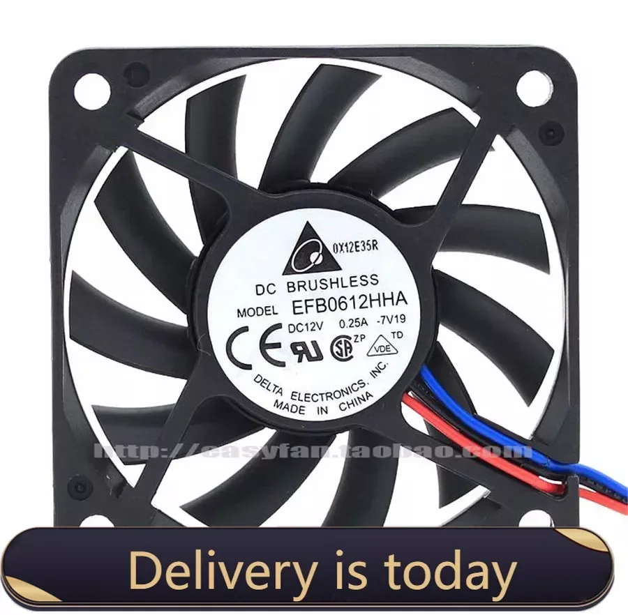 pa 12VDelta  EFB0612HHA 6010 12V 60MM 60x60x10MM Computer Case Fan Graphics Card  Cooling Fan 12V 0.25A With 3pin 4pin PWM