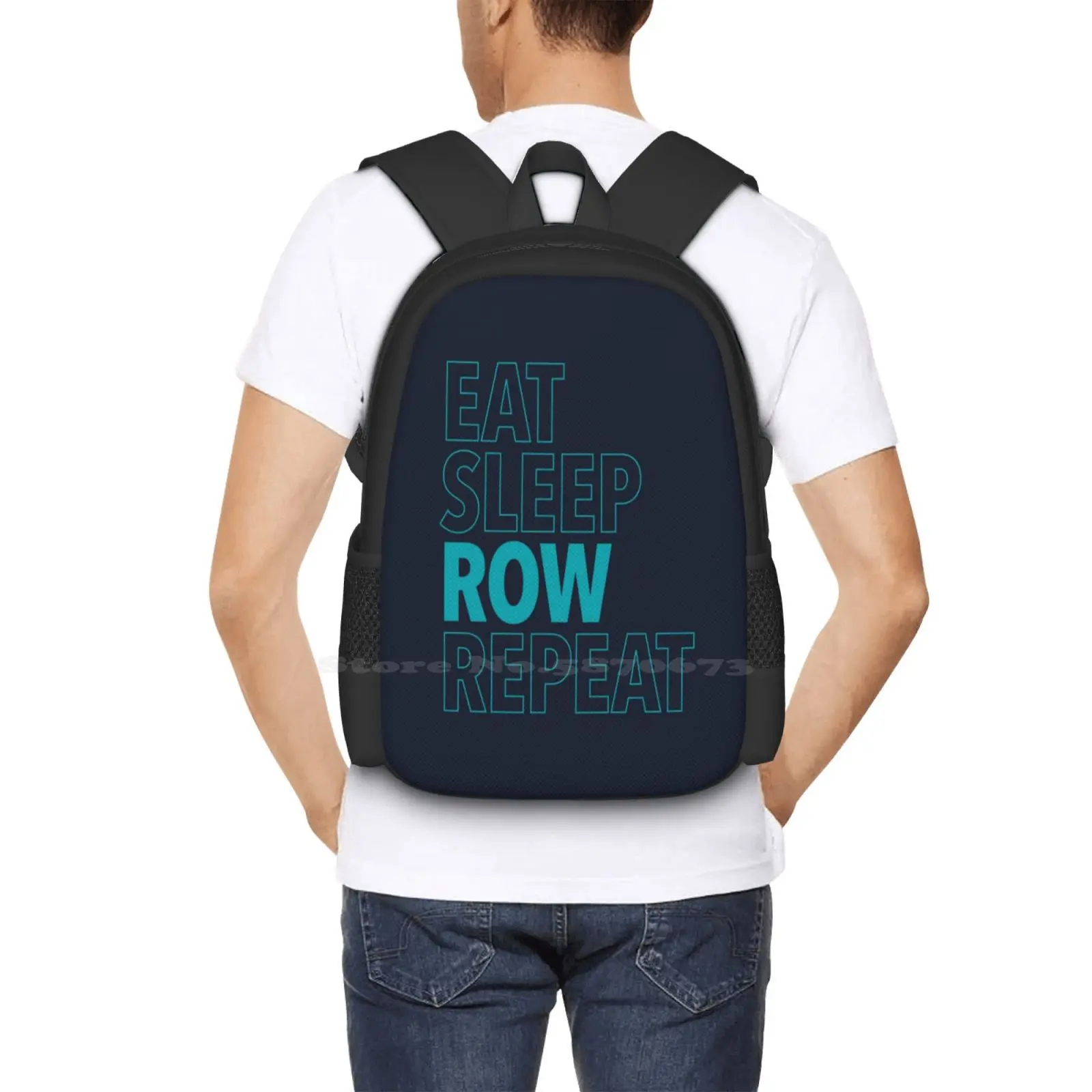 Eat , Sleep , Row , Repeat ( Aqua ) Hot Sale Backpack Fashion Bags Rower Varsity Rowing Collegiate Rowing Sculling Crewing