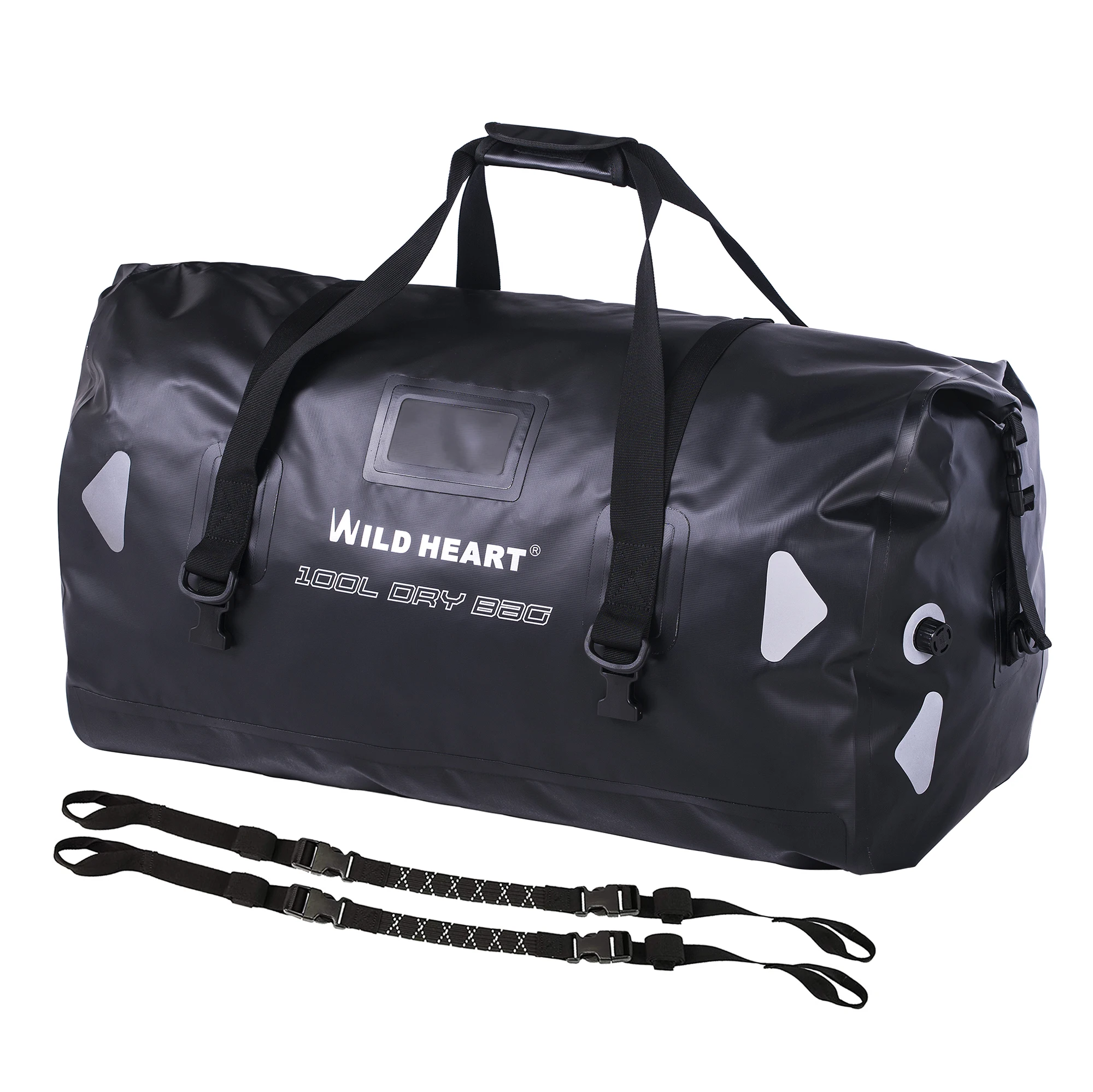

WILD HEART Waterproof Motorcycle Duffel Bag PVC500D Double-bottom With Rope Straps and Inner Pocket100L forBoating,Motorcycle