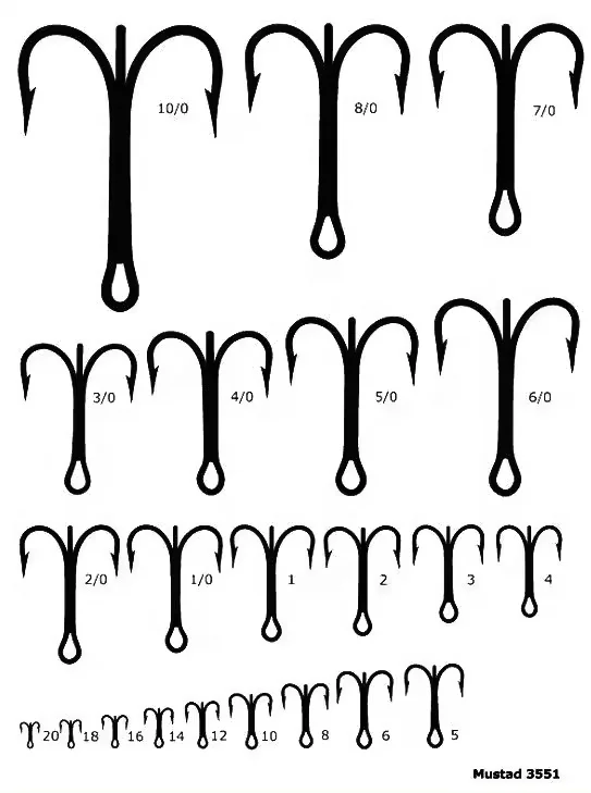 Mustad 3551 خطافات صيد كلاسيكية ذات قوة قياسية ثلاثية معالجة خطافات ثلاثية أشقر ذهبي من النيكل البرونزي
