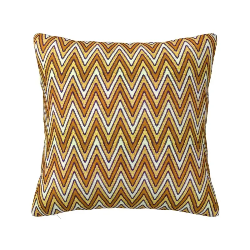 Custom Orange Chevron Retro Pattern Pillow Case 40x40cm Cushion Cover Decoration Salon Square Pillowcase