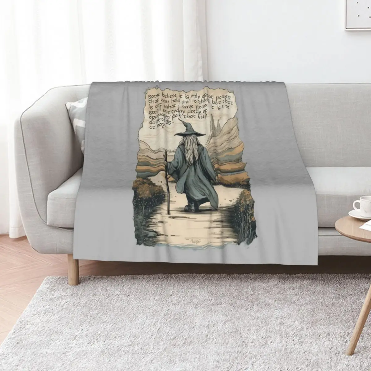 

The Wizard - Quote - It is the small everyday deeds of ordinary folk that keep darkness at bay - Fantasy Throw Blanket