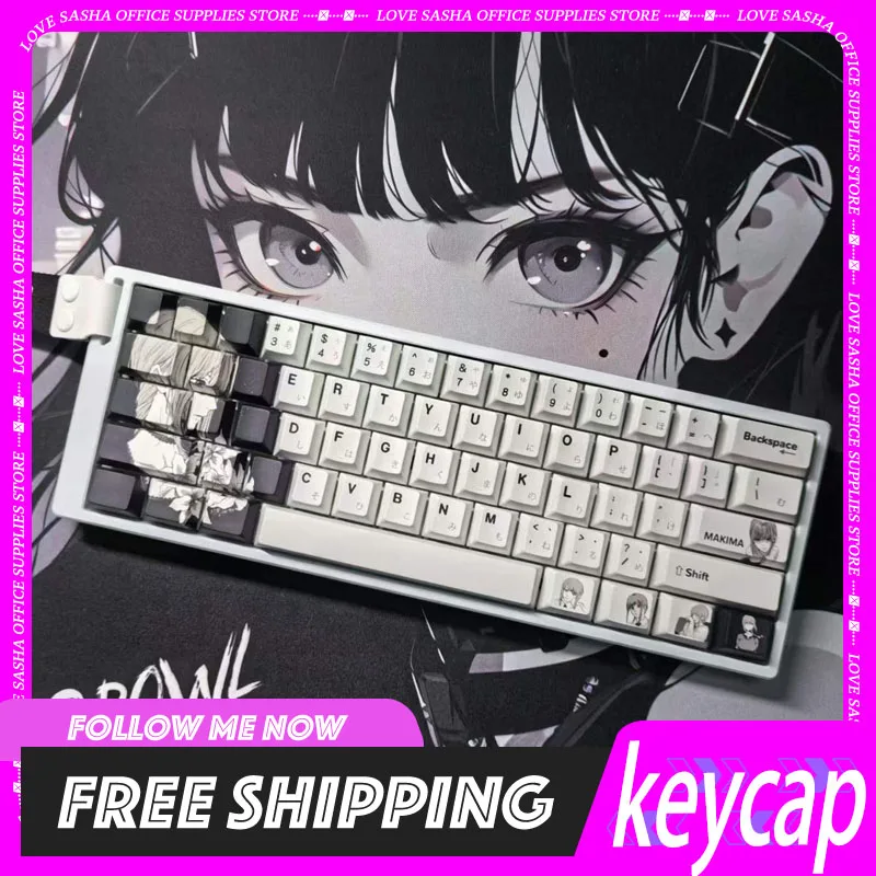 

Makima Anime Keycap Pbt Thermal Sublimation Keycap Cartoon Customization Keycaps For 61/64/68/75/84 Desktop Keyboard Gifts