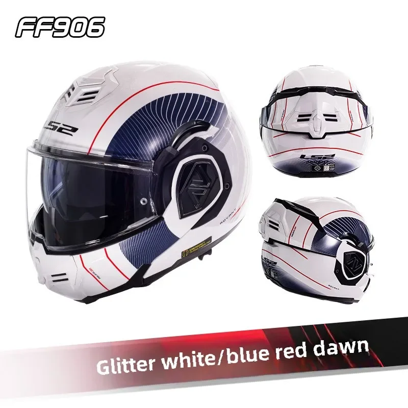 LS2 Rear Flip Face Helmet Motorcycle Helmet Double Lens Motorcycle Full Helmet FF906