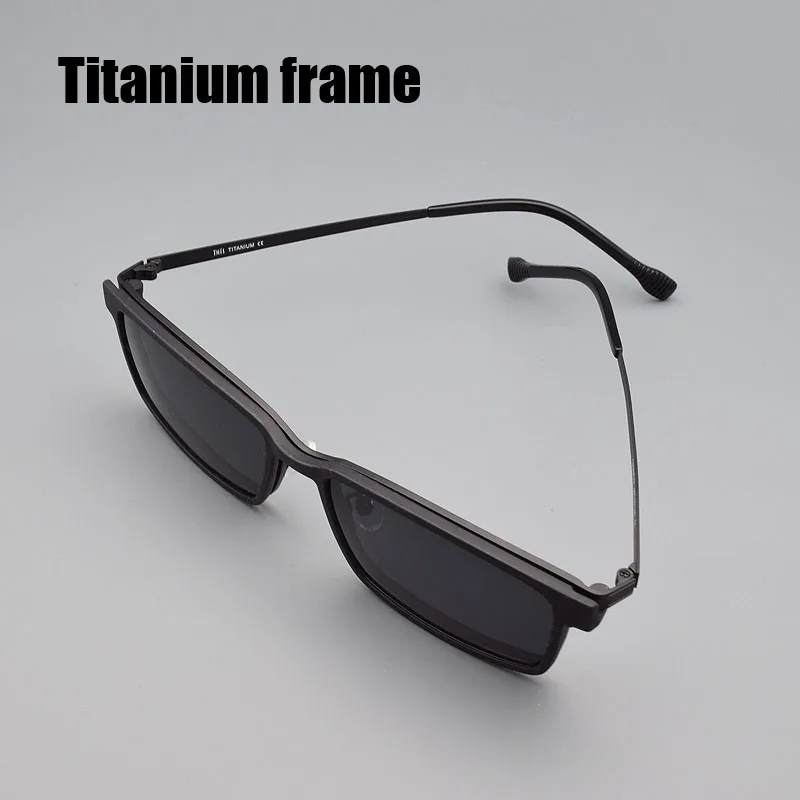 Titanium Bril Gepolariseerde Spiegel Mannen Bruine Recept Bijziendheid Magnetische Attractie Zonnebril Nachtzicht Clip Op Glasse