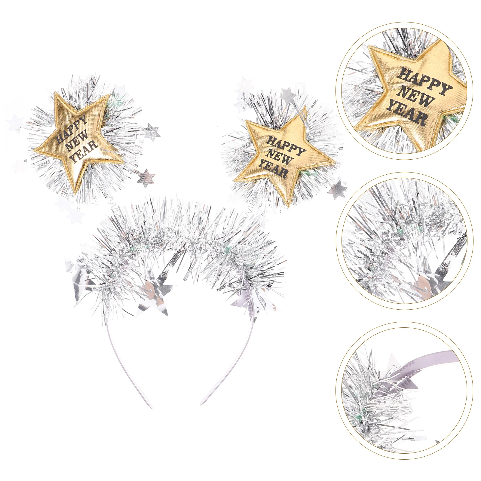 

Girl Headbands New Year Party Star Tinsel for Eve Latte Golden Happy Glitter Hair Accessories Women's