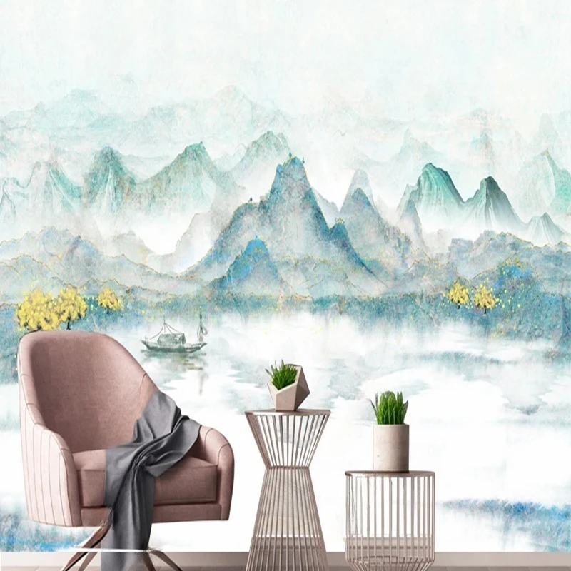 New Chinese Style Wallpaper Custom Mural Creative Ink Landscape Abstract Background Wall Decoration Painting Papel De Pared 3D