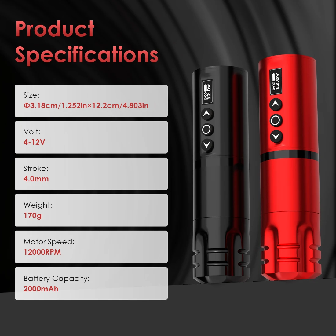 Wireless Tattoo Pen Machine Gun Rotary Pen Prompt of Forced Start of Battery Smart Display Cordless Tattoo Pen Tattoo Supplies