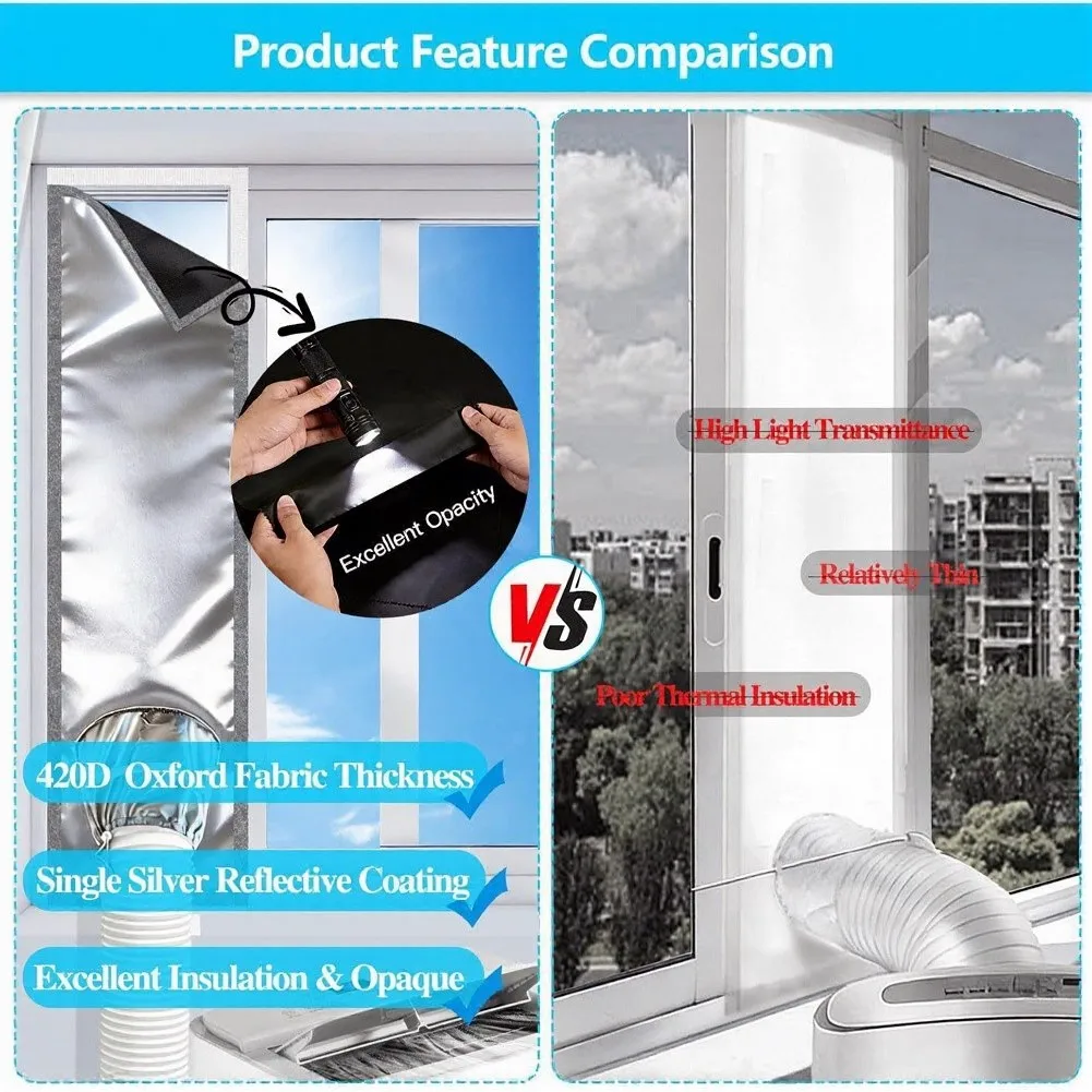 Portable Air Conditioner Sash Sealing Cloth Double-Layer Vent Sliding Window Vent Seal Cloth For Air Conditioner Heat Insulation