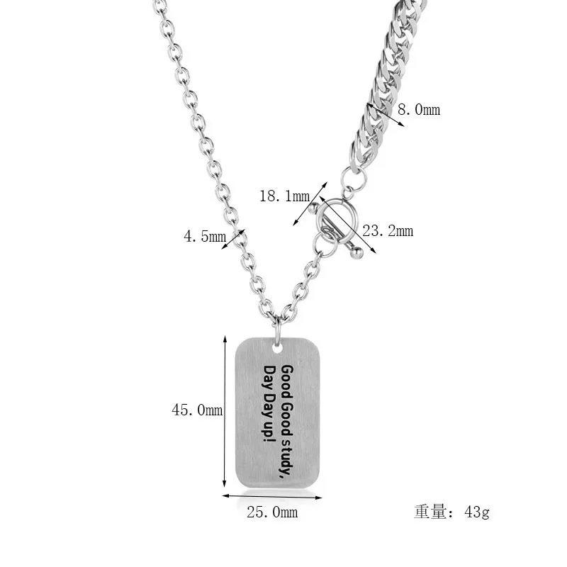 IMI التيتانيوم الصلب الإنجليزية قلادة الجيش العلامة التجارية سترة سلسلة ins تنوعا قلادة الرجال والنساء الهيب هوب الرقص بيرسو