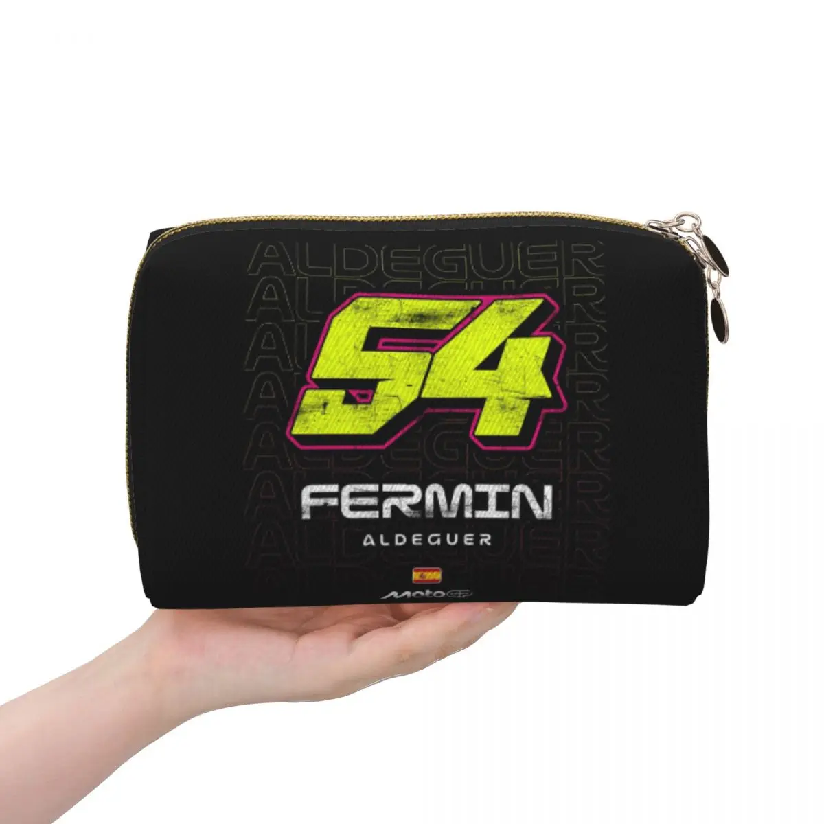 Fermin Aldeguer Number 54 Spain Ducati BK8 Gresini Racing MotoGP Women Cosmetic Bags Travel Makeup Organizer Pouch Toiletry