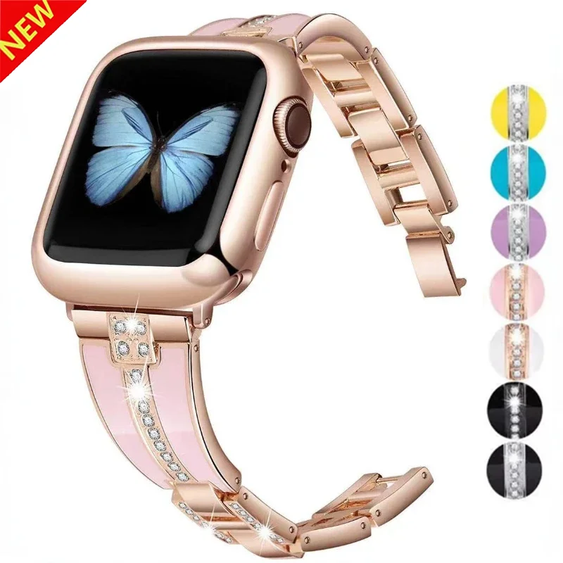 Metall-Diamantband für Apple Watch 45 mm 41 mm 44 mm 42 mm 40 mm 46 mm 49 mm Damenmode-Armband iWatch Ultra 3 11 10 9 8 7 6 5 4 SE