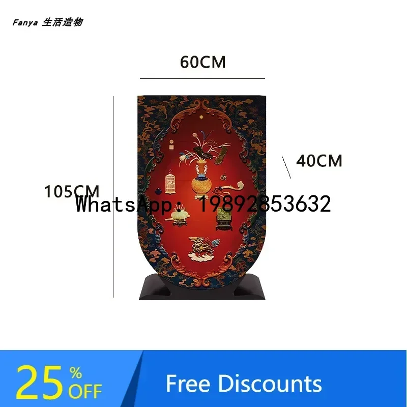 XL1 Solid Wood Four-Drawer Cabinet Living Room Entryway Cabinet Gourd Painted Multi-Functional Storage Cabinet