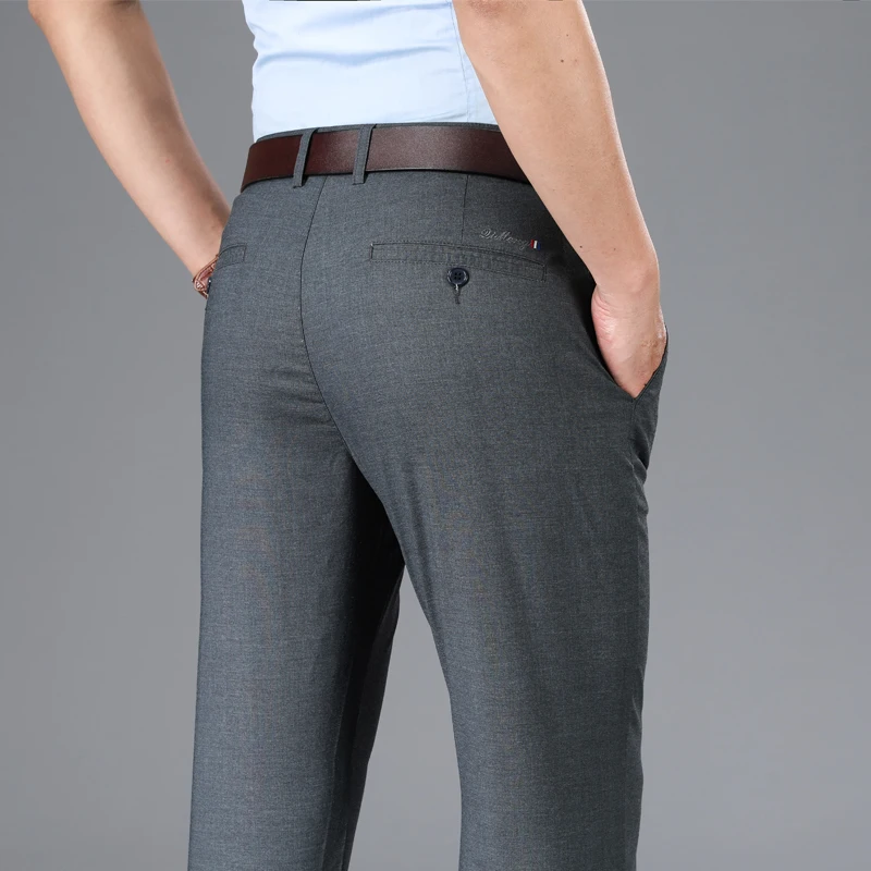 Pantaloni Casual da lavoro da uomo ultrasottili estivi Casual da ufficio quotidiano elastici larghi dritti pantaloni da papà Non stirati