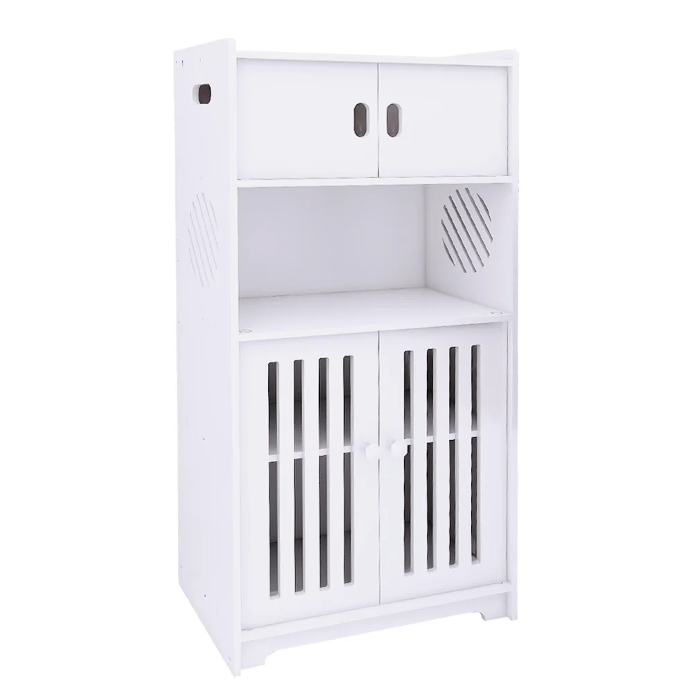 Mobili da bagno, Mobili contenitori con 1 scomparto aperto e 4 ante, Mobiletto da bagno, Armadietto contenitore, per soggiorno, camera da letto, 36x22x75 cm, Bianco