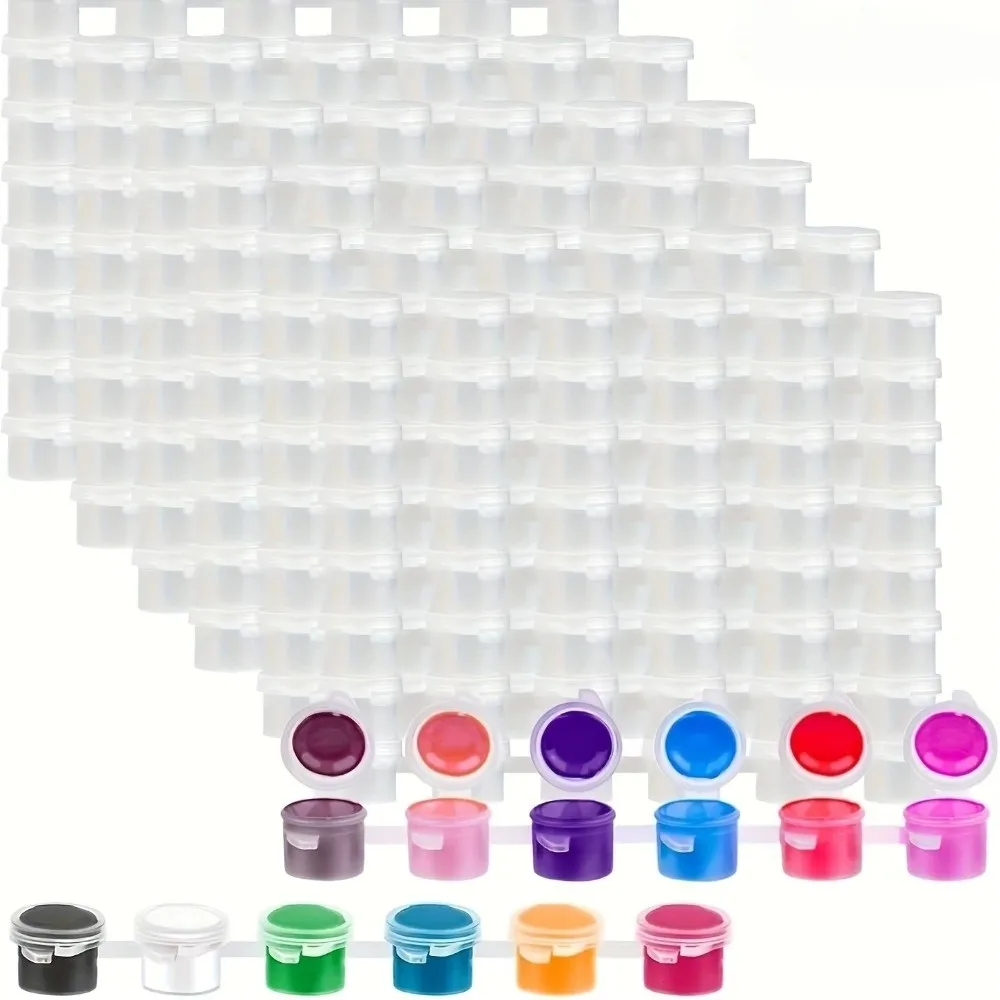 Plastic Empty Paint Strip 6/8 Connected Refillable Paint Storage Cups 2ml 3ml 5ml Plastic Paint Pots with Lid Watercolor