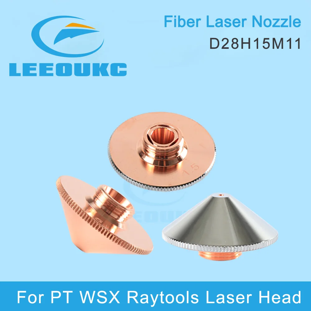 LEEOUKC Laser Nozzle Single/Double Layer Dia.28mm Caliber 0.8 - 5.0mm For PT/WSX Raytools Fiber Laser Cutting Head