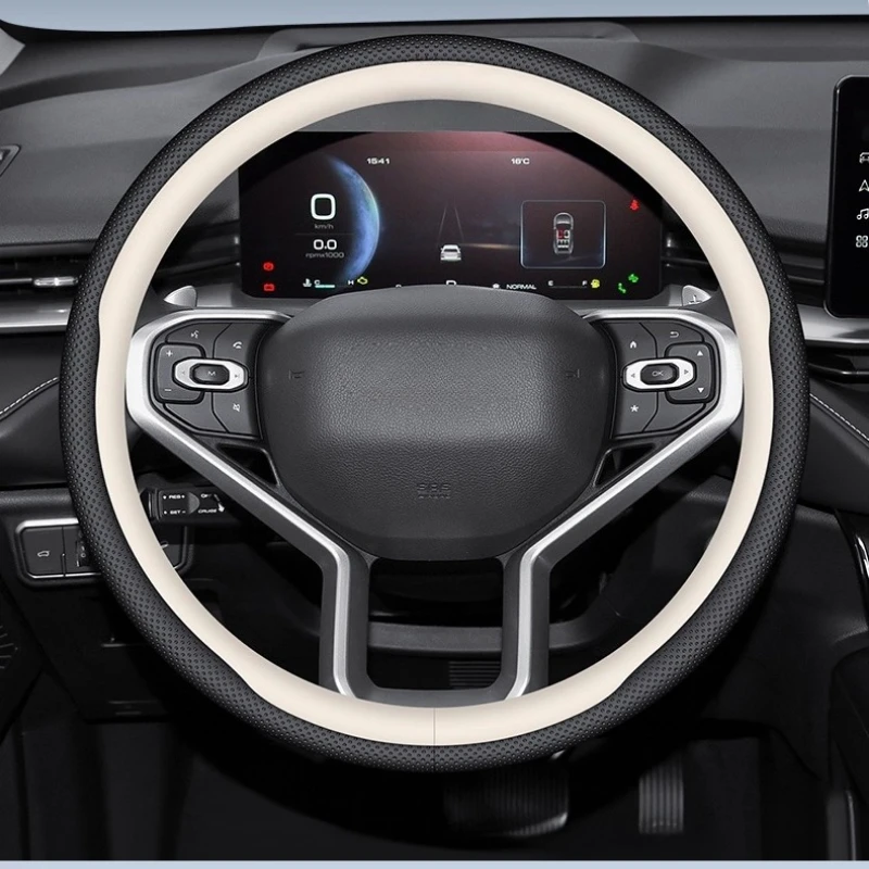 

Подходит для HAVAL M6, кожаный чехол на руль, всесезонный универсальный круглый противоскользящий чехол на руль автомобиля