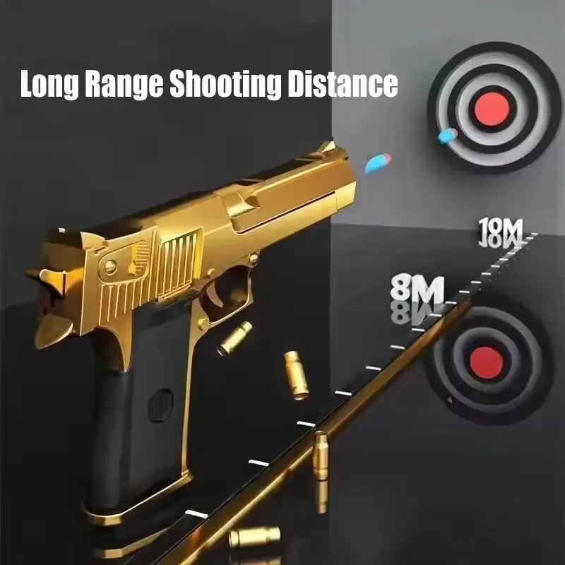 Pistola de juguete Safe Desert Eagle con conchas de expulsión, bala de plástico automática, genial pero inofensiva, regalo de cumpleaños y Navidad para niños