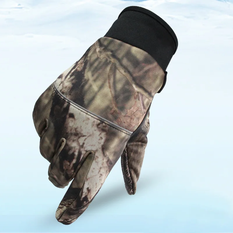 Camouflage Fishing Gloves Hunting Gloves Anti-Slip 2 Fingers Cut Outdoor Camping Cycling Half Finger Sport Gloves Camo