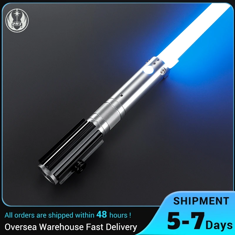 Sabre de luz de duelo iluminado PHS 16 cores RGB, 16 modos de som metal alumínio alça preta balanço suave dramatização lembrança de festa (177 cm)