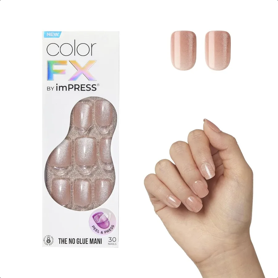 

KISS imPR No Glue Mani Pr On Nails Цвет FX 'Starstruck' Бежевый Короткий размер Форма Squoval Включает 30 гвоздей Инструкции для подготовки