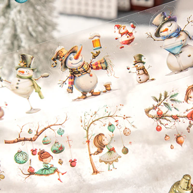 Mr. Paper Christmas Landscape Tape 1 roll Halloween Village Snowman Cat Light Tree Handbook Decoration DIY Gifts 2M Length