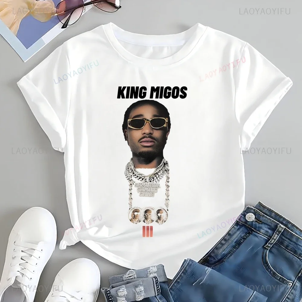 Stylish Baggy Migos Rap Group Printed T-shirt Top Takeoff Trend Harajuku Short-sleeved Unisex Shirt Graphic Oversized T-shirt