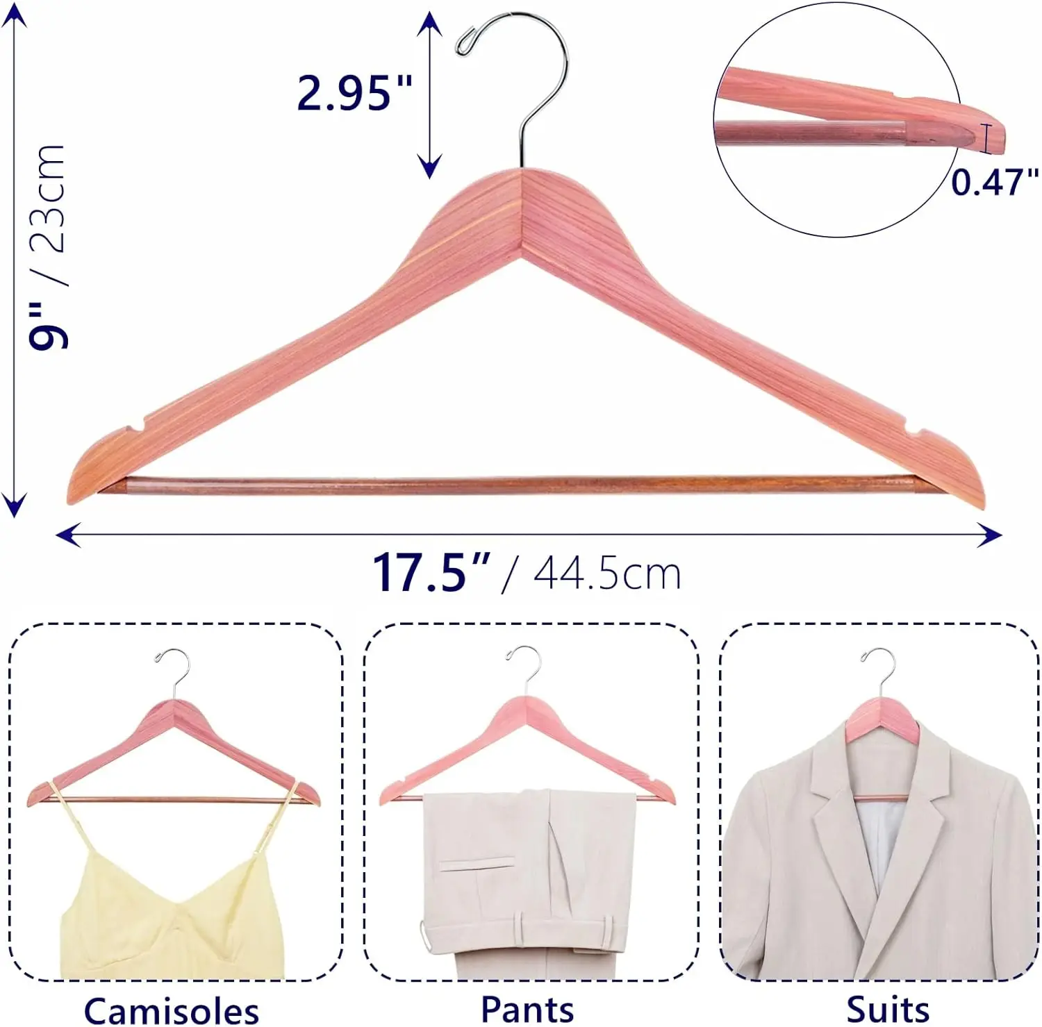 Paquet de 30 cintres rouges, cintres en bois à finition lisse pour chemise trempée, cintres aromatiques avec crochet à percussion