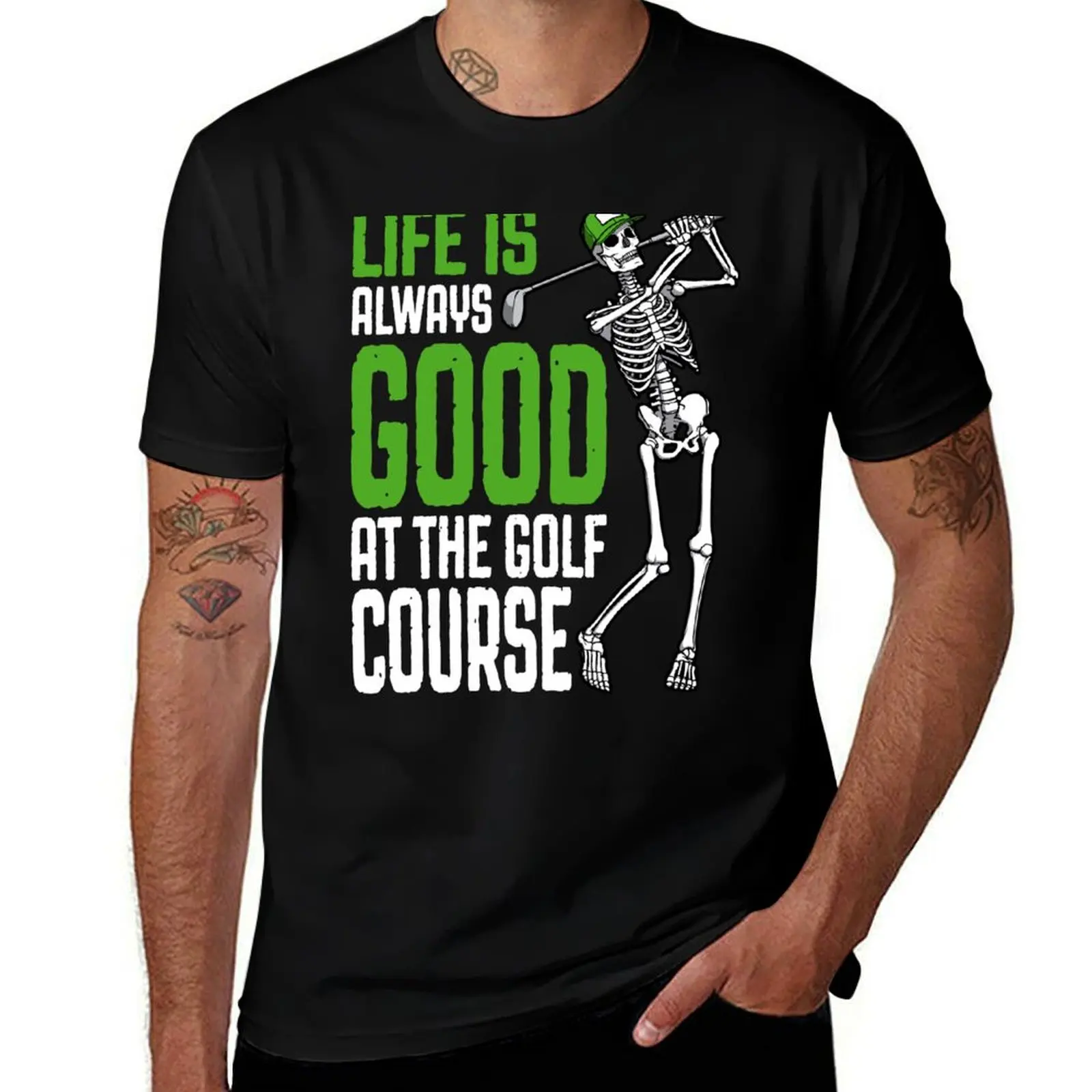 Golf Life Is Good Funny Golfing Skeleton Golfer Quote T-Shirt Trendy Casual Short Sleeve Shirt T-Shirt