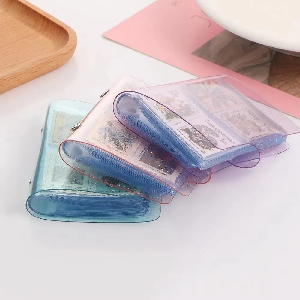 Cute Mini Photo Album 3-inch Glitter Cards Storage Bag Jelly Color Transparent Photography Card Stock Instax Album Card Holder