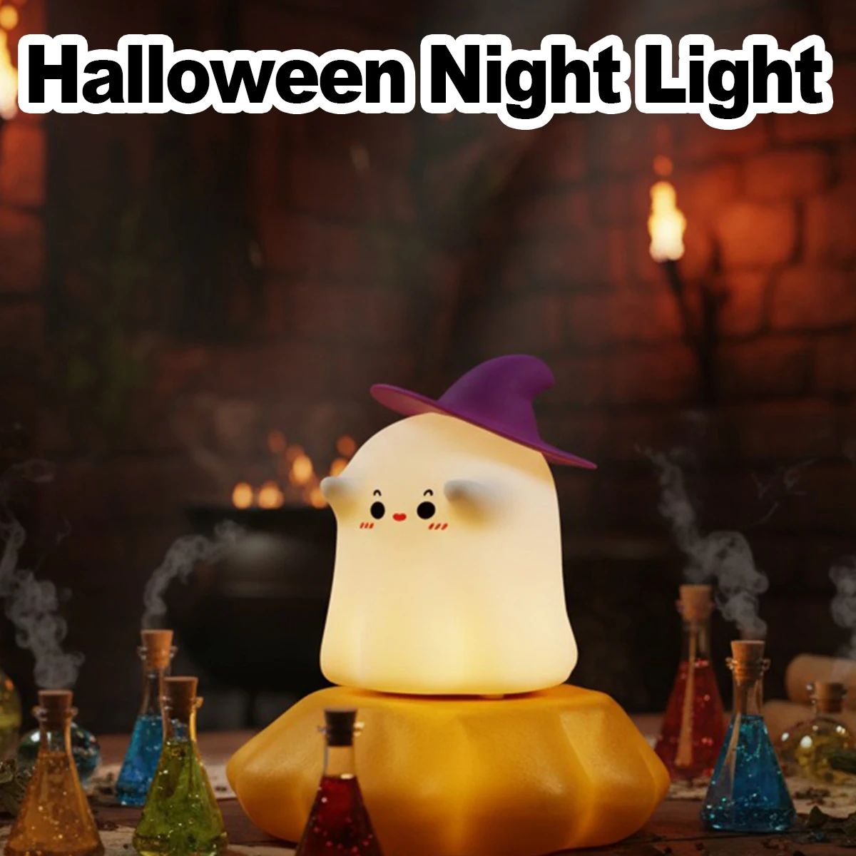 Pop Rechargeable Halloween Led Night Light Soft Lamp Silicone Bedside For Kids Pumpkin Portable Nursery Cartoon For Children Bed