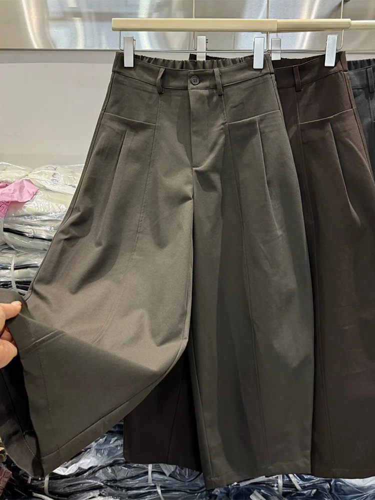 High Waist Wide Leg Pants Women's Commute Simple Style Casual Pants Autumn 2026 Polyester Fiber Non-Shrinkage Straight Leg