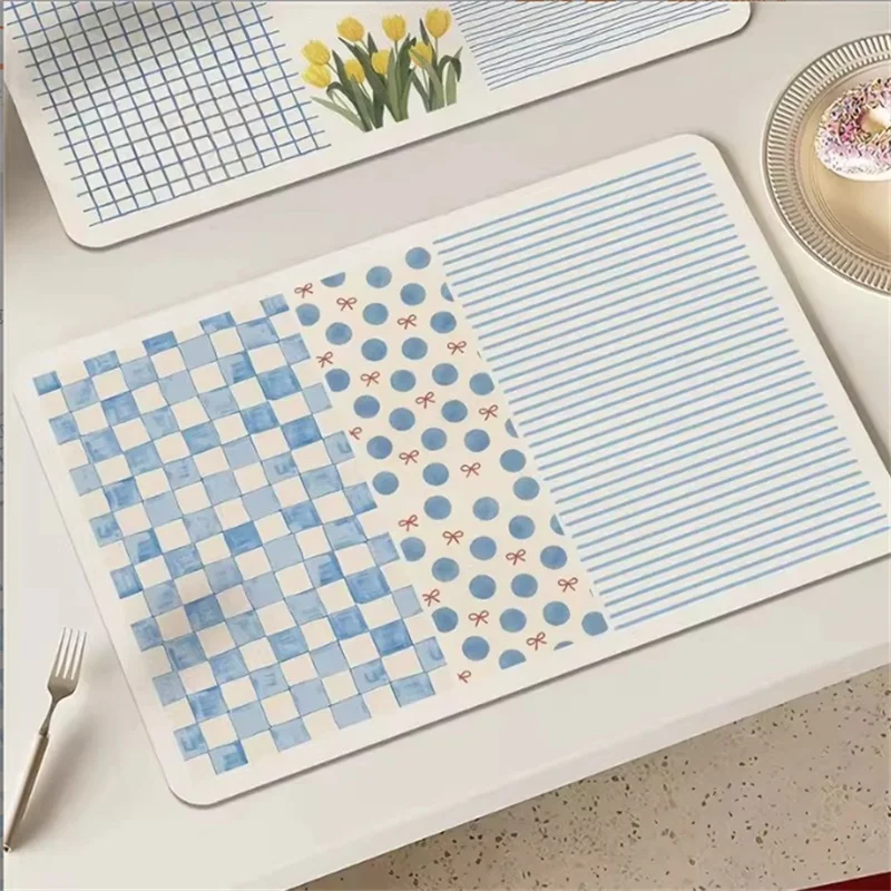 Korean Style Dining Mat 30x40CM Waterproof Oil Resistant Kitchen Drainage Mat Anti-Slip Heat-Insulating Tabletop for Coffee