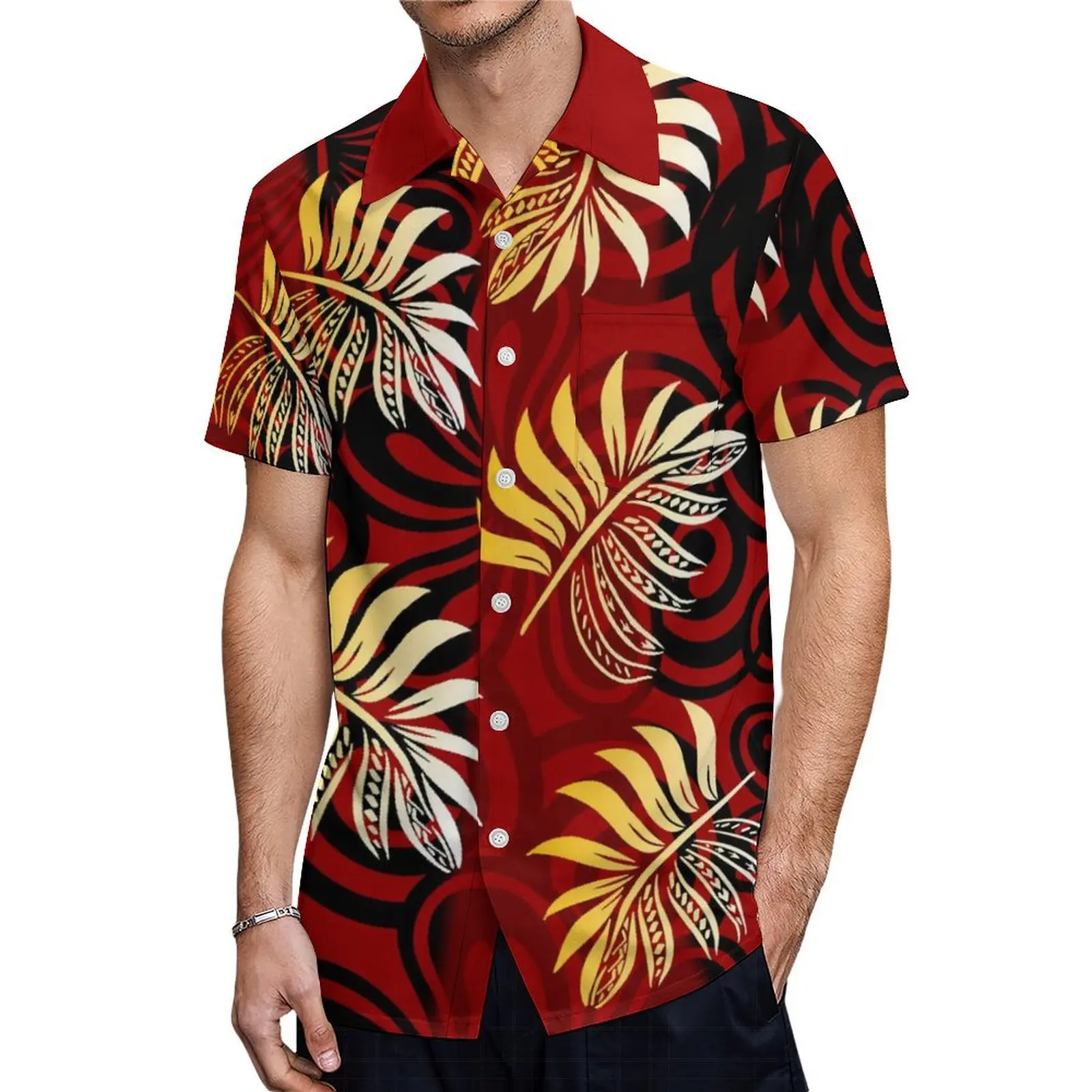 Tropical Floral Plant Printed Pattern Couple's Costume MUMU Polynesian Samoa Comfortable Quality Women's Dress Hawaii Shirt