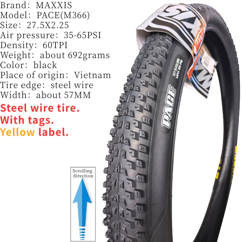 MAXXIS PACE M366 Ultraleichter Mountainbike-Reifen mit Stahldraht, verschiedene Größen 24/26/27,5/29 Zoll 1,95/2,1, einzelner MTB-Ersatzreifen – Detail 8