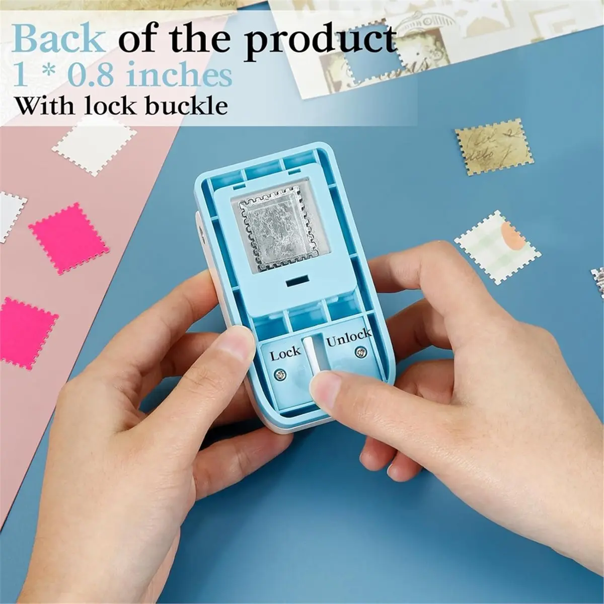 Rectangle Postage-Stamp Puncher,1 X 0.8inch Paper Punches for Crafting Scrapbooking, DIY Card Making,Simple & Effortless