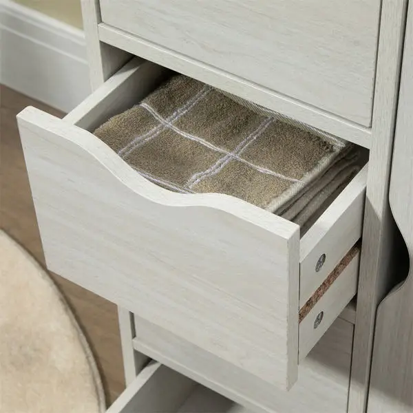 Z DU'S Modern Solid Wood Cabinet With 1 Door And 4 Drawers, Symmetrical Storage Design, Meets Various Storage NeedsZ