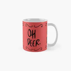Oh Deer Classic  Mug Design Printed Simple Handle Round Drinkware Gifts Picture Photo Cup Image Coffee Tea